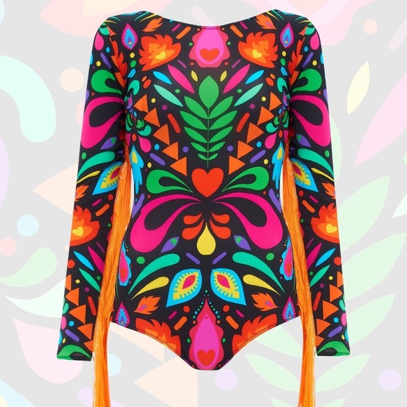 LOM Rainbow Black Fringe Sleeve Rave Bodysuit - XS - Picture 5 of 7